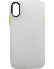Чехол силиконовый матовый iPhone XS Max (бело-салатовый)