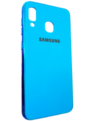 Чехол Glass Case Brand Samsung A20 / A30 (голубой)