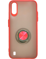 Чехол LikGus Maxshield матовый Samsung Galaxy A01 с держателем на палец (красный)