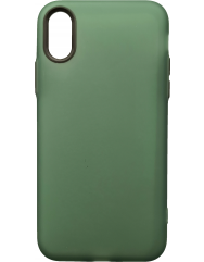 Чохол силіконовий матовий iPhone XS Max (зелено-чорний)