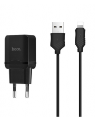 Сетевое зарядное устройство Hoco C22A 2.4A (черный) + кабель Lightning