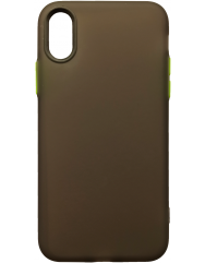 Чохол силіконовий матовий iPhone XS Max (чорно-салатовий)