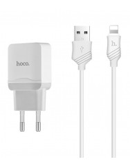 Мережевий зарядний пристрій Hoco C22A 2.4A (білий) + кабель Lightning