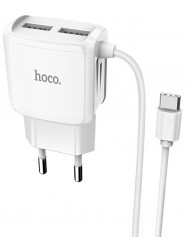 Сетевое зарядное устройство Hoco C59A 2в1 кабель Type-C + 2USB/2.4A  (белый)