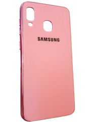 Чехол Glass Case Brand Samsung A40 (розовый)