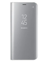 Чехол книга Clear View Samsung S9 (серебряный)