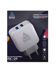 Мережевий зарядний пристрій INAVI (ISC-24) 2 USB 3.0 (білий) + кабель