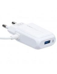 Сетевое зарядное устройство Moxom KH-66 2в1 кабель micro USB + 1USB/2.4A (белый)