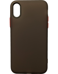 Чохол силіконовий матовий iPhone XS Max (чорно-червоний)