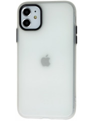 Чохол силіконовий матовий iPhone 11 (біло-чорний)