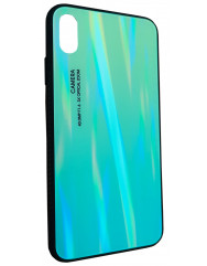 Чехол Glass Case Gradient iPhone XS Max (салатовый)
