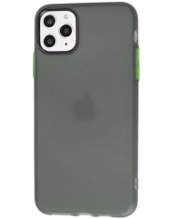 Чехол силиконовый матовый iPhone 11 Pro (черно-салатовый)