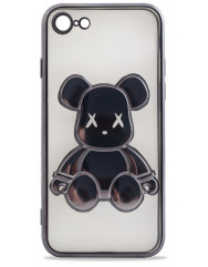 Чехол TPU BearBrick Transparent iPhone 7/8/SE (Black)