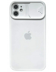Silicone Case SLIDER Full Camera SQUARE side for iPhone 12 White