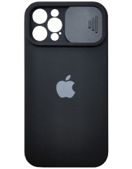 Silicone Case SLIDER Full Camera SQUARE side for iPhone 12 Pro Black