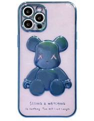Чехол TPU BearBrick Transparent iPhone 14 Pro (Blue)