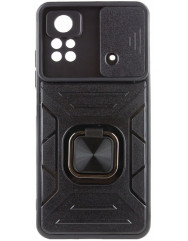 Чехол Camshield Flash Ring + подставка Poco M4 Pro 5G (черный)