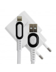Мережевий зарядний пристрій Konfulon C27 USB 3.0 A (White) + Lightning
