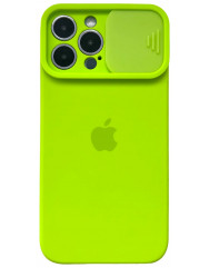 Silicone Case SLIDER Full Camera SQUARE side for iPhone 13 Pro Party green