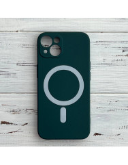 Чохол Silicone Case + MagSafe iPhone 13 Pro Max (темно-зелений)