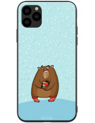 Чехол TPU+PC ForFun iPhone 11 Pro Max (Медведь и снегирь)