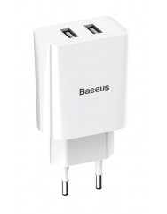 Мережевий зарядний пристрій Baseus Speed Mini Dual U 10.5w 2USB (White) CCFS-R02