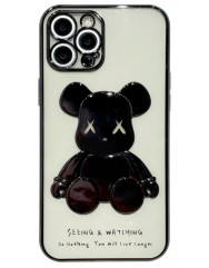 Чехол TPU BearBrick Transparent iPhone 13 Pro Max (Black)