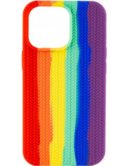 Чехол Full Braided Apple iPhone 13 Pro (Красно / Фиолетовый)