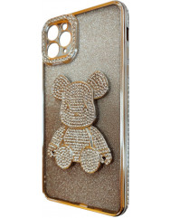 Чехол TPU iPhone 11 Pro Glit Diamond Bear (Gold)