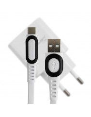 Мережевий зарядний пристрій Konfulon C27 USB 3.0 A (White) + Type C