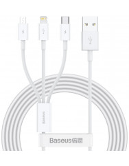 Кабель Baseus Superior Fast 3in1 CAMLTYS-02 USB to Lightning + Micro-USB + Type-C 1.5m (White)