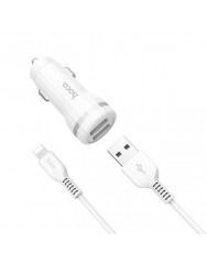 Автомобільний зарядний пристрій Hoco Z27 2в1 Lightning USB 2USB/2.4A (White)