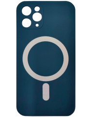 Чохол Silicone Case + MagSafe iPhone 12 Pro Max (темно-синій)
