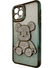 Чехол TPU iPhone 11 Pro Glit Diamond Bear (Green)