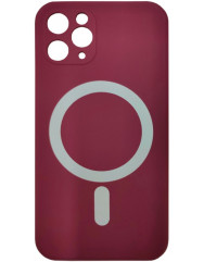 Чехол Silicone Case + MagSafe iPhone 11 Pro (бордовый)