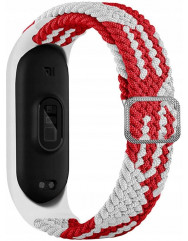 Ремешок Braided nylon для Xiaomi Band 3/4 (Red/white)