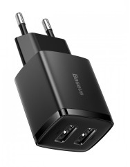 Мережевий зарядний пристрій Baseus Compact 2 USB 10.5W (CCXJ010201) Black