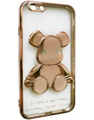 Чехол TPU BearBrick Transparent iPhone 6/6s (Gold)