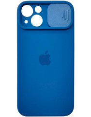Silicone Case SLIDER Full Camera SQUARE side for iPhone 13 Blue