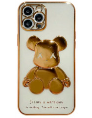 Чехол TPU BearBrick Transparent iPhone 14 Pro (Gold)