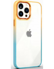 Чехол TPU+PC Fresh sip series Apple iPhone 13 Pro (Бирюзовый / Оранжевый)