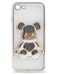 Чехол TPU BearBrick Transparent iPhone 7/8/SE Silver)