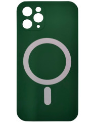 Чохол Silicone Case + MagSafe iPhone 12 Pro Max (темно-зелений)