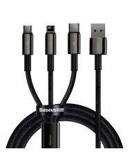 Кабель Baseus Tungsten Fast 3in1 USB to Lightning + Micro-USB + Type-C 1.5m (Black) CAMLTWJ-01 