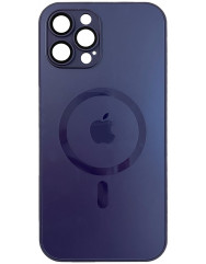 Silicone Case 9D-Glass Box iPhone + MagSafe 12 Pro max  (Purple)