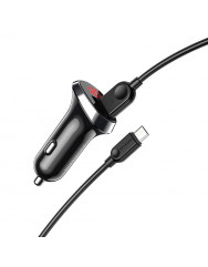 Автомобільний зарядний пристрій Borofone BZ15 з Micro USB кабелем (Чорний)
