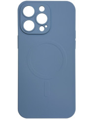 Чехол Silicone Case + MagSafe iPhone 14 Pro (серо-синий)