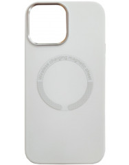 Чохол Silicone Case WCMS Metal Frame MagSafe iPhone 13 (White)
