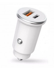 Автомобільний зарядний пристрій XO CC25 1 USB QC 3.0 + Type-C PD (White)