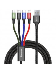 Кабель Baseus Fast 4in1 USB to Lightning + Micro-USB + Type-C 1.2m (Black) CA1T4-A01